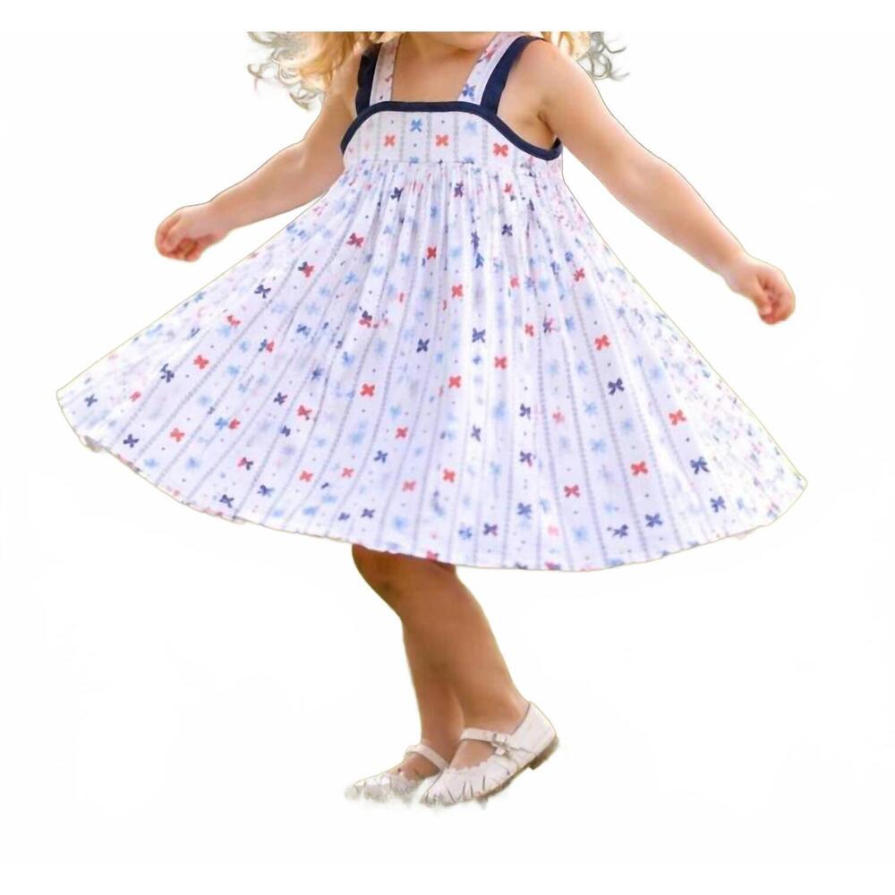 NEW BABY LOREN girl's celebrate bow dress in white multi